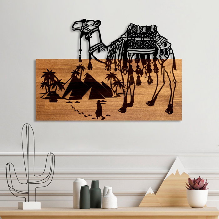 Wallity Yok Deve Escultura de Pared en Nogal y Negro